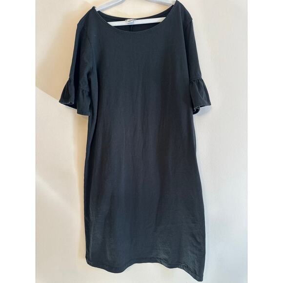 J. Crew Flutter 3/4 Length Sleeve T-Shirt Knee Length Dress Black Size Small - Picture 1 of 6
